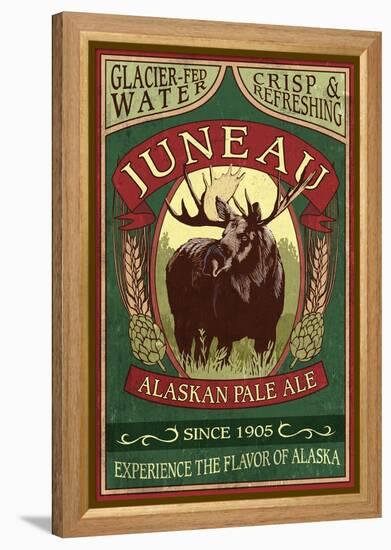Juneau, Alaska - Moose Ale-Lantern Press-Framed Stretched Canvas