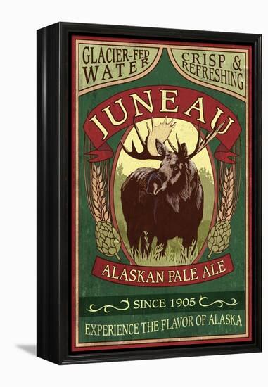 Juneau, Alaska - Moose Ale-Lantern Press-Framed Stretched Canvas