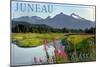 Juneau, Alaska - Mountain Wilderness and Fireweed-Lantern Press-Mounted Art Print