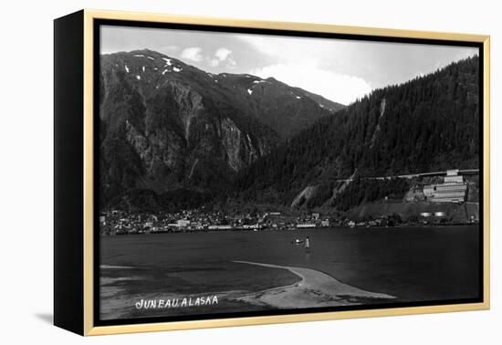 Juneau, Alaska - Panoramic View of Town from Water-Lantern Press-Framed Stretched Canvas