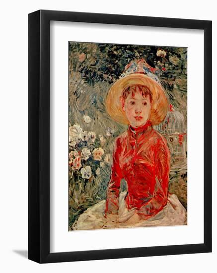 Junges Madchen mit Kafig Portrait-Berthe Morisot-Framed Art Print