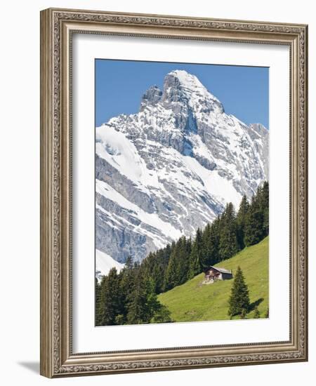 Jungfrau Massif and Swiss Chalet Near Murren, Jungfrau Region, Switzerland, Europe-Michael DeFreitas-Framed Photographic Print