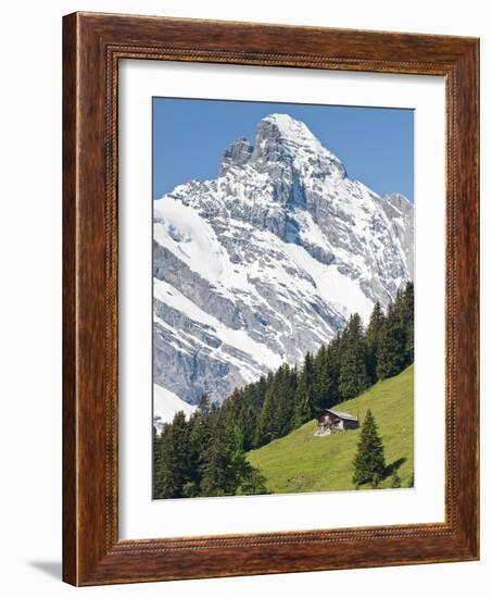 Jungfrau Massif and Swiss Chalet Near Murren, Jungfrau Region, Switzerland, Europe-Michael DeFreitas-Framed Photographic Print