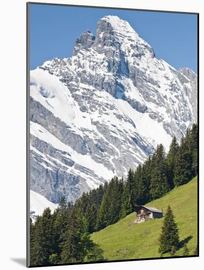 Jungfrau Massif and Swiss Chalet Near Murren, Jungfrau Region, Switzerland, Europe-Michael DeFreitas-Mounted Photographic Print