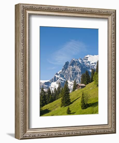 Jungfrau Massif and Swiss Chalet Near Murren, Jungfrau Region, Switzerland-Michael DeFreitas-Framed Photographic Print