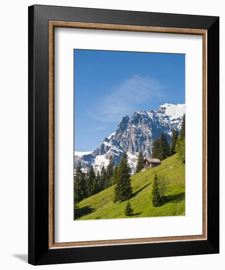 Jungfrau Massif and Swiss Chalet Near Murren, Jungfrau Region, Switzerland-Michael DeFreitas-Framed Photographic Print