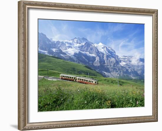 Jungfrau Railway and the Jungfrau, 13642 Ft., Bernese Oberland, Swiss Alps, Switzerland-Hans Peter Merten-Framed Photographic Print