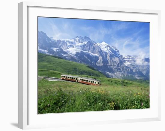 Jungfrau Railway and the Jungfrau, 13642 Ft., Bernese Oberland, Swiss Alps, Switzerland-Hans Peter Merten-Framed Photographic Print