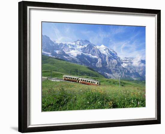 Jungfrau Railway and the Jungfrau, 13642 Ft., Bernese Oberland, Swiss Alps, Switzerland-Hans Peter Merten-Framed Photographic Print