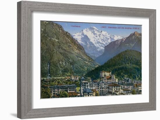 Jungfraujoch - Interlaken and Jungfrau in Switzerland. Postcard Sent in 1913-Swiss photographer-Framed Giclee Print