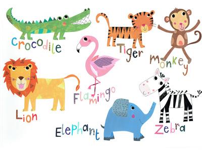 Jungle Animals With Names' Art Print - Liz and Kate Pope Jungle Animals With Names' Art Print - Liz and Kate Pope