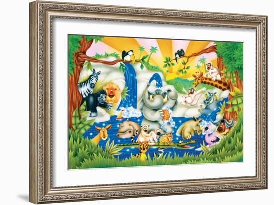 Jungle Bath-Marco Chicapouje-Framed Art Print