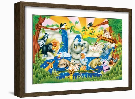 Jungle Bath-Marco Chicapouje-Framed Art Print