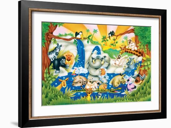 Jungle Bath-Marco Chicapouje-Framed Art Print