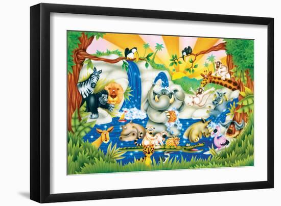 Jungle Bath-Marco Chicapouje-Framed Art Print