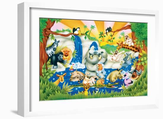 Jungle Bath-Marco Chicapouje-Framed Art Print