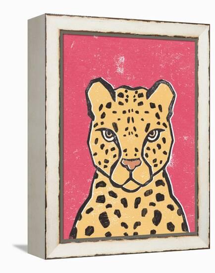 Jungle Cat Hot Pink-Moira Hershey-Framed Stretched Canvas