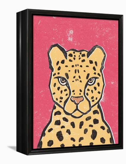 Jungle Cat Hot Pink-Moira Hershey-Framed Stretched Canvas