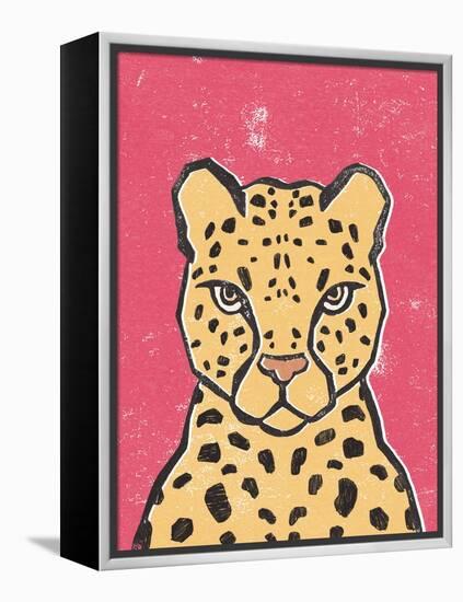 Jungle Cat Hot Pink-Moira Hershey-Framed Stretched Canvas