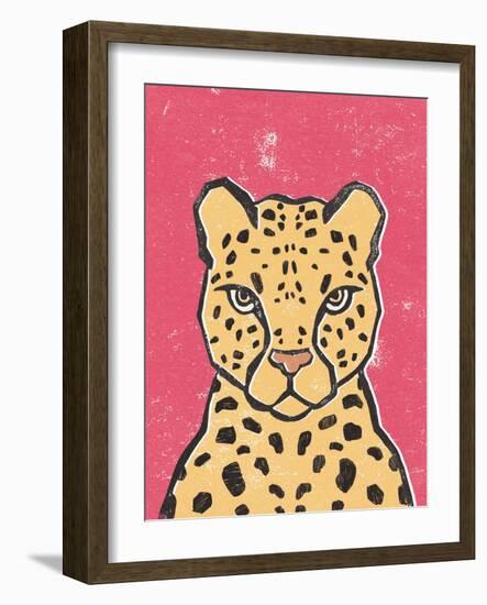 Jungle Cat Hot Pink-Moira Hershey-Framed Art Print