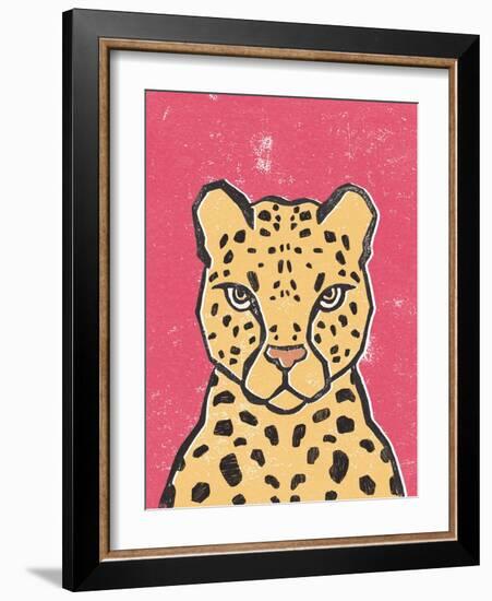 Jungle Cat Hot Pink-Moira Hershey-Framed Art Print