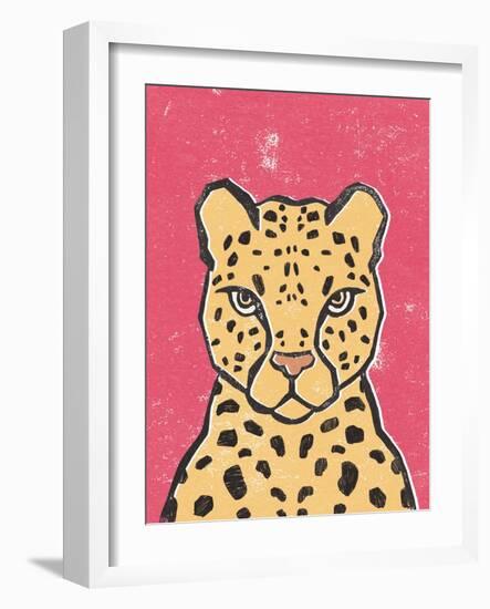 Jungle Cat Hot Pink-Moira Hershey-Framed Art Print