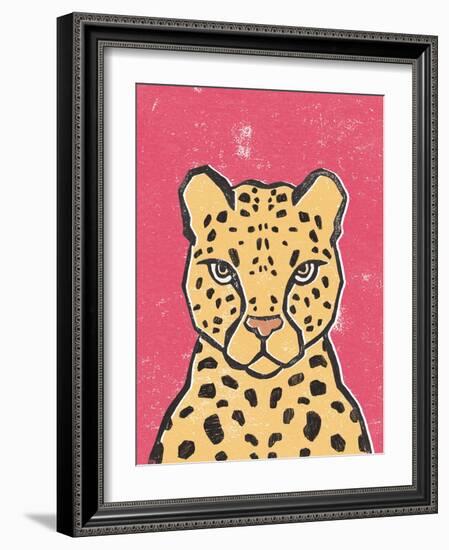 Jungle Cat Hot Pink-Moira Hershey-Framed Art Print