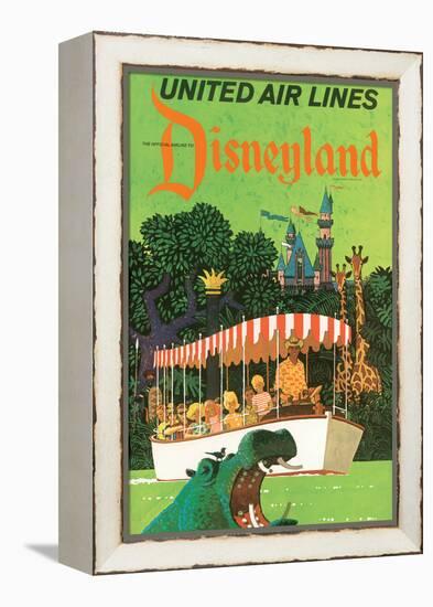 Jungle Cruise Hippo - United Air Lines, Vintage Airline Travel Poster, 1960s-Stan Galli-Framed Stretched Canvas