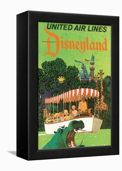 Jungle Cruise Hippo - United Air Lines, Vintage Airline Travel Poster, 1960s-Stan Galli-Framed Stretched Canvas