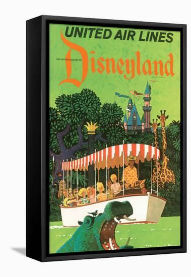 Jungle Cruise Hippo - United Air Lines, Vintage Airline Travel Poster, 1960s-Stan Galli-Framed Stretched Canvas