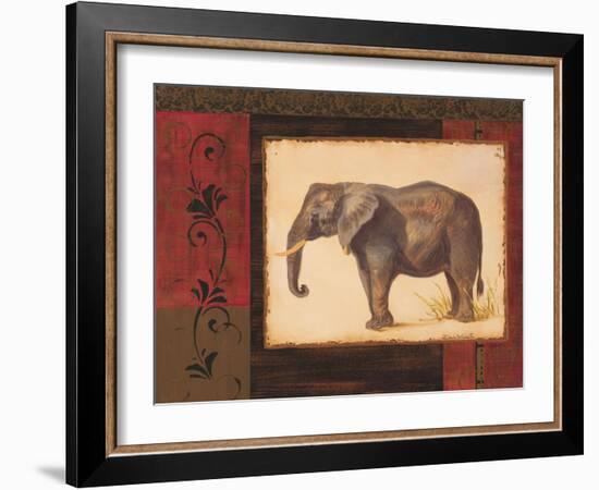 Jungle Elephant-Linda Wacaster-Framed Art Print