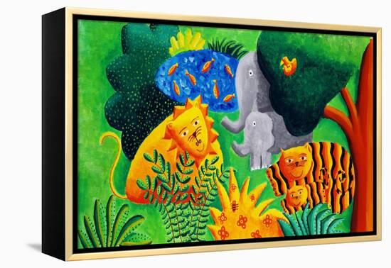 Jungle Scene, 2002-Julie Nicholls-Framed Premier Image Canvas