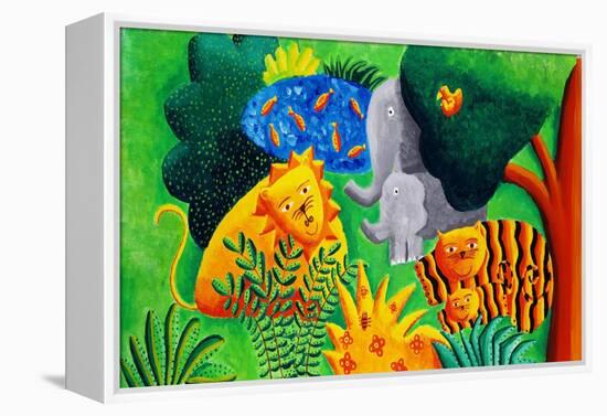 Jungle Scene, 2002-Julie Nicholls-Framed Premier Image Canvas