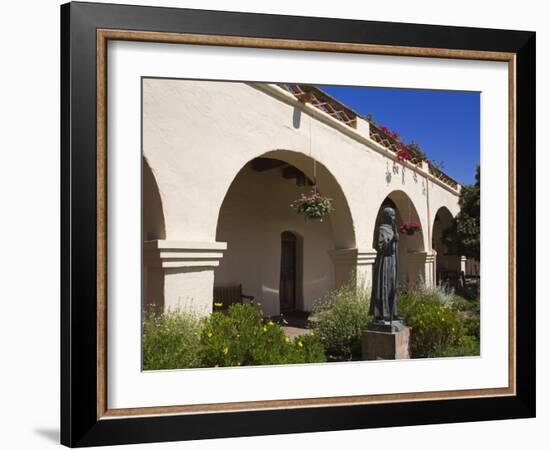 Junipero Serra Statue, Old Mission Santa Ines, Solvang, Santa Barbara County, California,-Richard Cummins-Framed Photographic Print