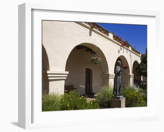 Junipero Serra Statue, Old Mission Santa Ines, Solvang, Santa Barbara County, California,-Richard Cummins-Framed Photographic Print