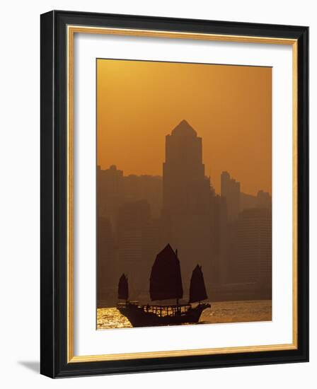 Junk on Victoria Harbour, Hong Kong, China-Neil Farrin-Framed Photographic Print