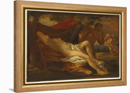 Jupiter and Antiope (Oil on Canvas)-Nicolas Poussin-Framed Premier Image Canvas