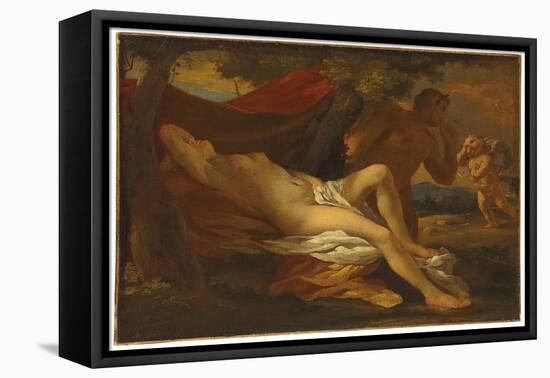Jupiter and Antiope (Oil on Canvas)-Nicolas Poussin-Framed Premier Image Canvas