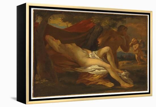 Jupiter and Antiope (Oil on Canvas)-Nicolas Poussin-Framed Premier Image Canvas