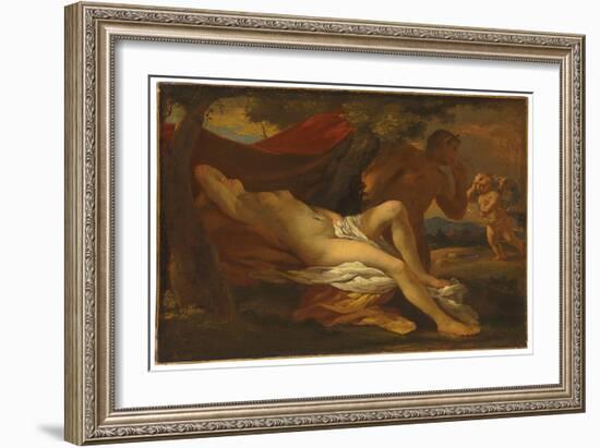 Jupiter and Antiope (Oil on Canvas)-Nicolas Poussin-Framed Giclee Print