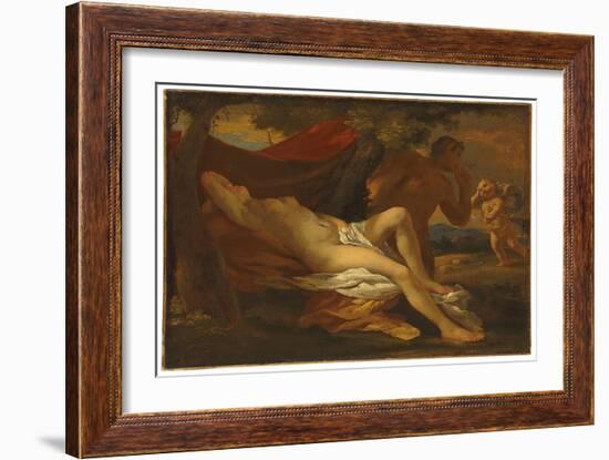 Jupiter and Antiope (Oil on Canvas)-Nicolas Poussin-Framed Giclee Print