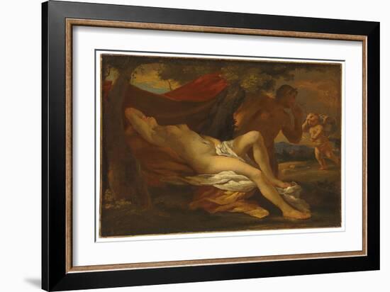 Jupiter and Antiope (Oil on Canvas)-Nicolas Poussin-Framed Giclee Print