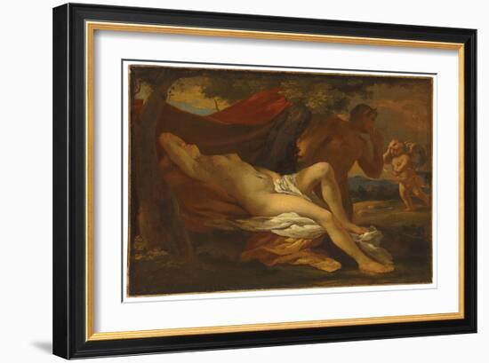 Jupiter and Antiope (Oil on Canvas)-Nicolas Poussin-Framed Giclee Print