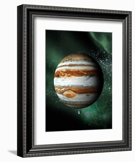 Jupiter And Earth, Artwork-Victor Habbick-Framed Premium Photographic Print