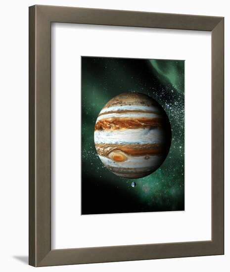 Jupiter And Earth, Artwork-Victor Habbick-Framed Premium Photographic Print