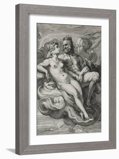 Jupiter and Juno, C.1593-94 (Engraving on Laid Paper)-Hendrik Goltzius-Framed Giclee Print