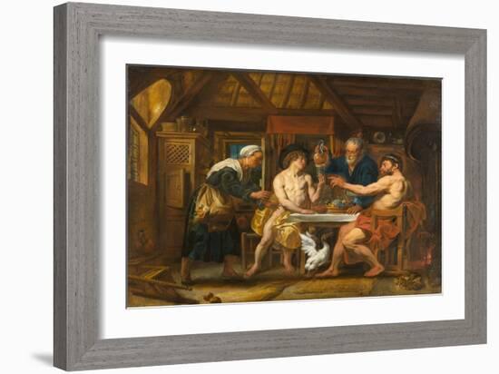 Jupiter and Mercury in the House of Philemon and Baucis, circa 1645 (Oil on Canvas)-Jacob Jordaens-Framed Giclee Print