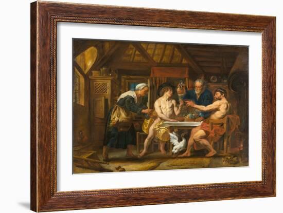 Jupiter and Mercury in the House of Philemon and Baucis, circa 1645 (Oil on Canvas)-Jacob Jordaens-Framed Giclee Print