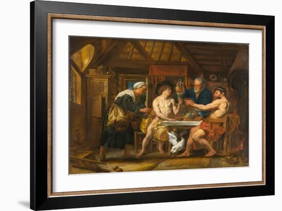 Jupiter and Mercury in the House of Philemon and Baucis, circa 1645 (Oil on Canvas)-Jacob Jordaens-Framed Giclee Print