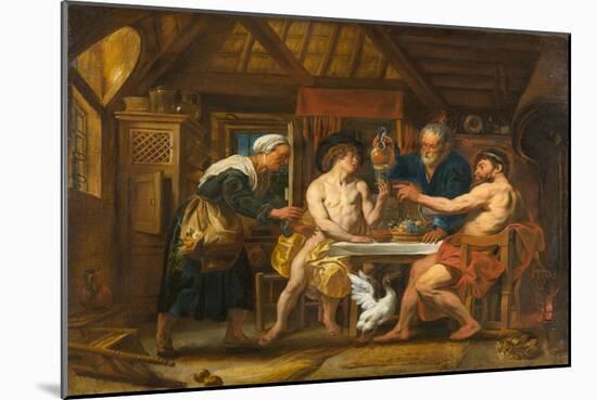 Jupiter and Mercury in the House of Philemon and Baucis, circa 1645 (Oil on Canvas)-Jacob Jordaens-Mounted Giclee Print